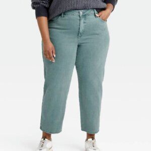 NWT Ava & Viv High Rise Slim Straight Charcoal Green 20W
